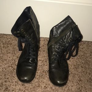 Black combat type boots